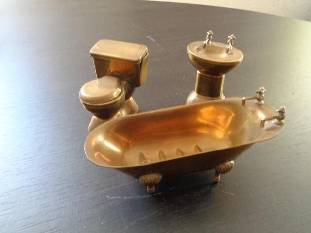 Koperen badkamer spullen / bad / WC / wastafel., Ophalen of Verzenden, Poppenhuis