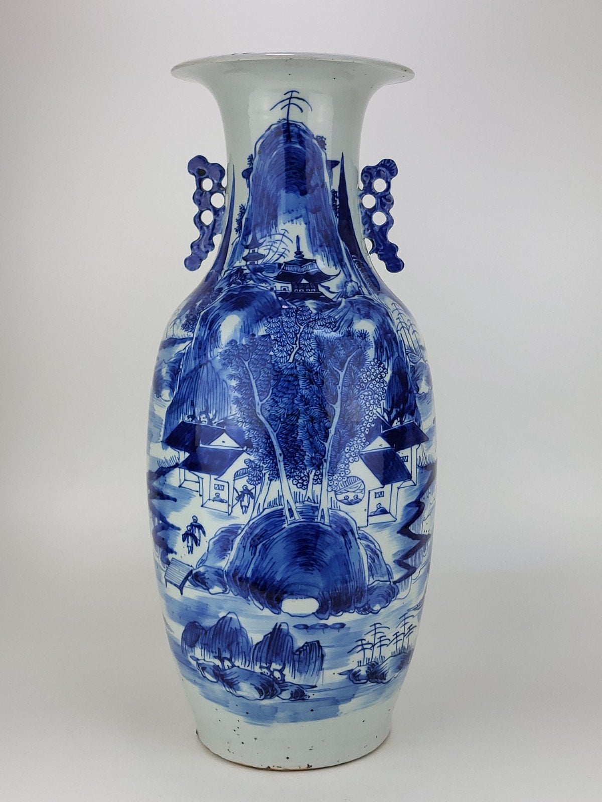 Antieke grote Celadon, blauw-wit Chinese vaas, Ophalen of Verzenden