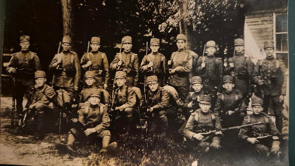 Fotokaart mobilisatie Ned. leger 1914-1918 WO I infanterie, Ophalen of Verzenden, Landmacht, Nederland, Foto of Poster