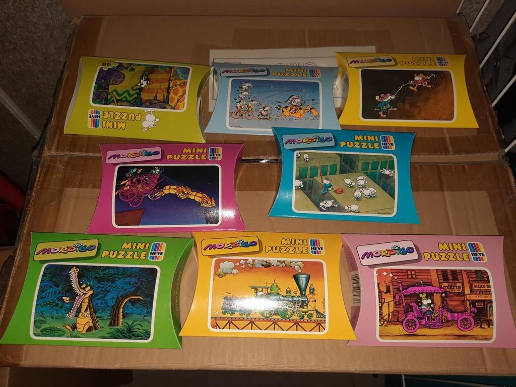 Collectie van 8 heye mini puzzels door Guillermo Mordillo 48, Ophalen of Verzenden, Minder dan 500 stukjes