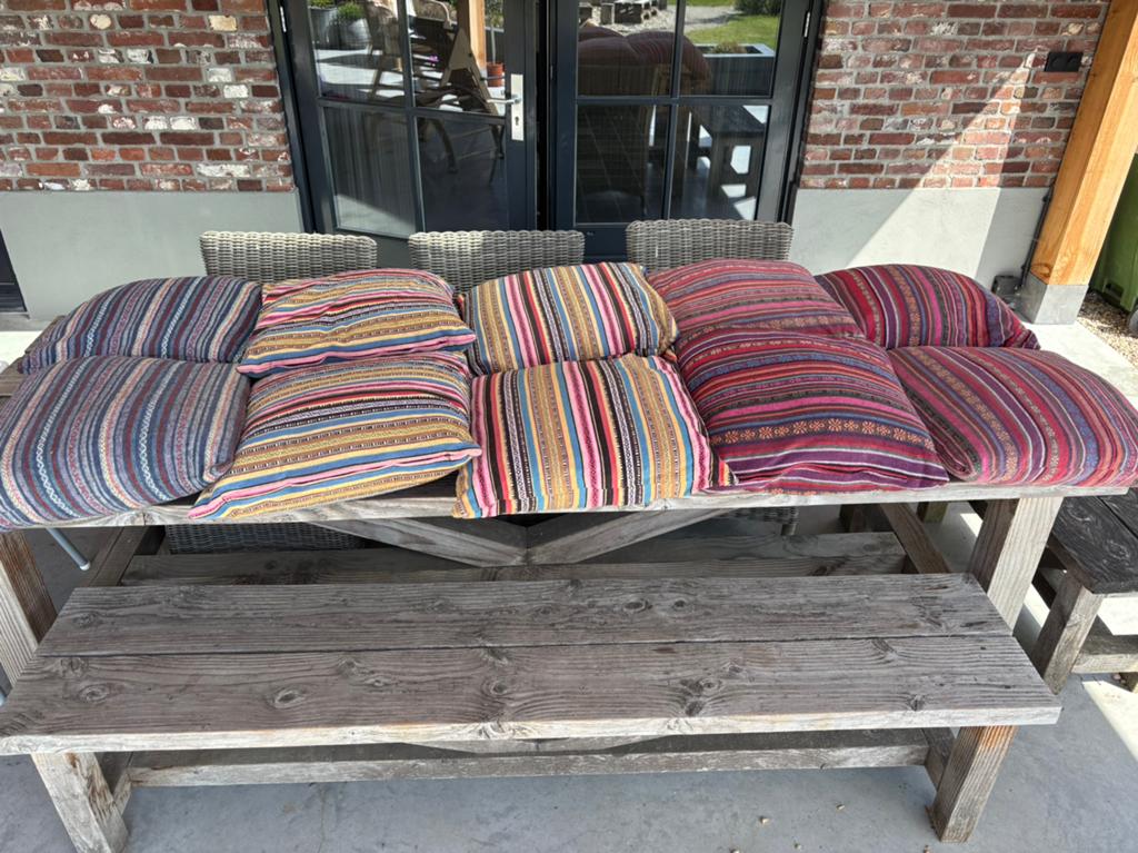 10 Tuinkussens mexican stijl, Huis en Inrichting, Woonaccessoires | Kussens, Ophalen, Gebruikt, Overige kleuren, Vierkant