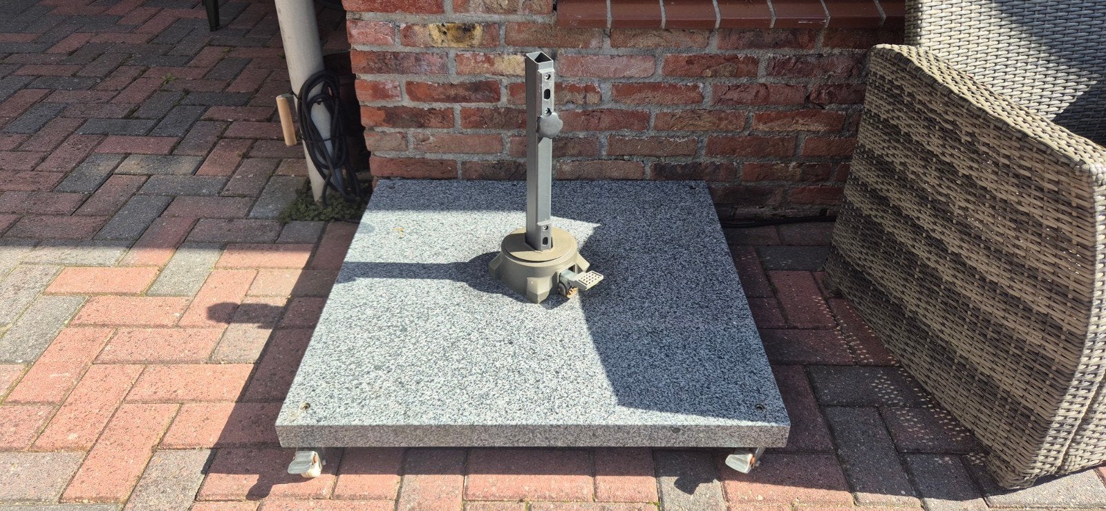 Verrijdbare granieten parasolvoet 90 kg - 80x80 cm, Tuin en Terras, Ophalen, Gebruikt, Minder dan 1 meter, Parasolvoet