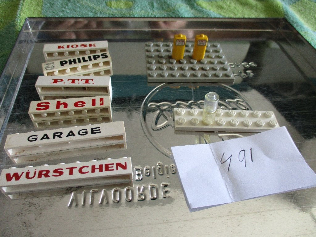 lego Set 491 SHELL-station baksteen en bord uit 1966, Ophalen of Verzenden, Gebruikt, Complete set, Lego