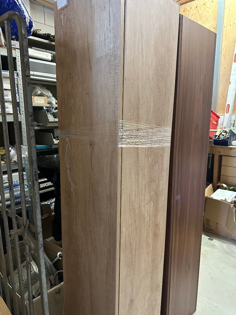 Badkamer Kolomkast Donker Eiken 170x35 Greeploos Push Pull, Ophalen