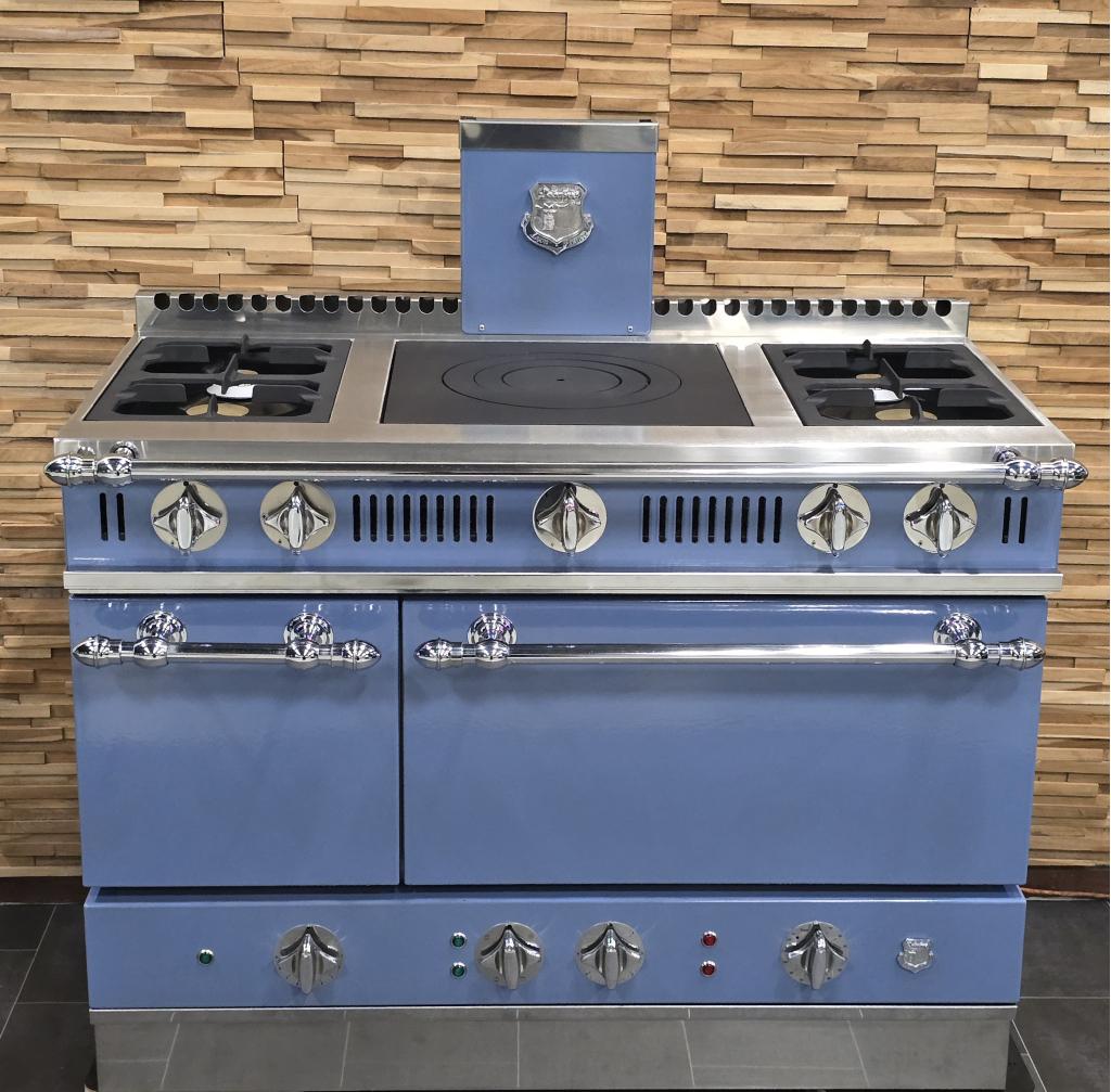 Luxe Fornuis Delaubrac  120cm baby blauw + rvs 2 ovens, Niet ingevuld, 60 cm of meer, Niet ingevuld, Ophalen of Verzenden