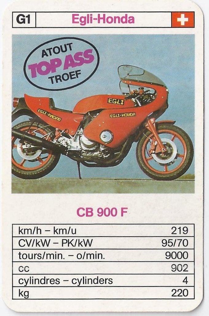 W247 motorkaartje g1 egli - honda cb 900 f, Verzamelen, Ophalen of Verzenden, Zo goed als nieuw, Motoren