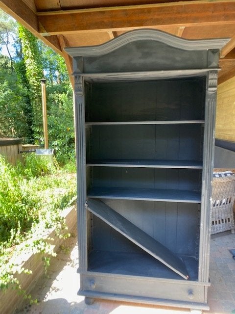 open (boeken) kast grenen, Huis en Inrichting, Kasten | Boekenkasten, Gebruikt, 50 tot 100 cm, 200 cm of meer, 25 tot 50 cm, Met lade(s)
