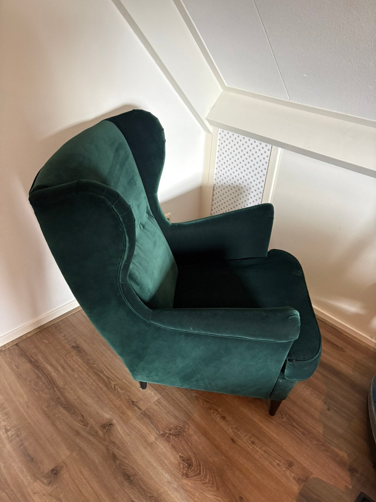 Ikea fateuil donkergroen fluweel, Ophalen, Zo goed als nieuw, 75 tot 100 cm, Minder dan 50 cm