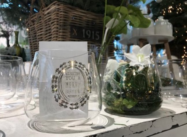 Riverdale Glazen Windlicht / Vaas 'Wishing You A Merry Every, Ophalen of Verzenden, Nieuw, Glas, Modern