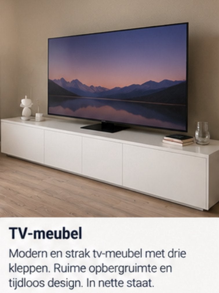 Modern wit TV-meubel – strak & ruim, Ophalen, Zo goed als nieuw, 25 tot 50 cm, Minder dan 100 cm