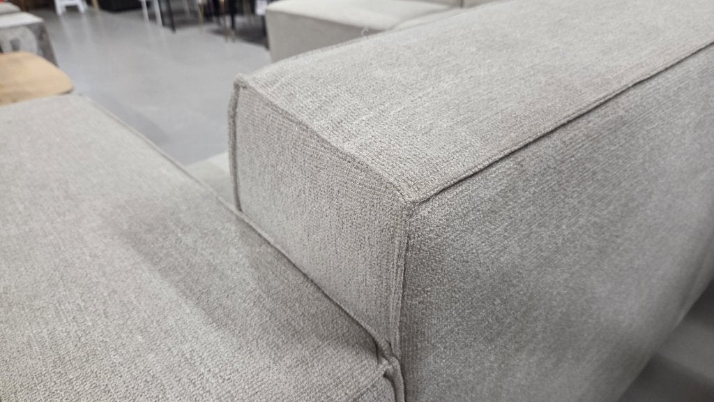 Mooie luxe bank hoekbank creme naturel stof lounge, Huis en Inrichting, Ophalen, 250 tot 300 cm, Hoekbank, 75 tot 100 cm