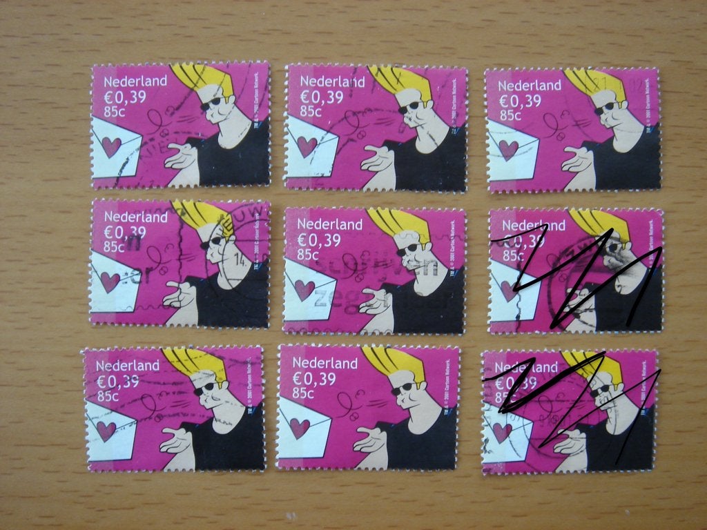 2001 Cartoons NVPH 1996 - 7x Johnny Bravo, Postzegels en Munten, Ophalen of Verzenden, Na 1940, Gestempeld