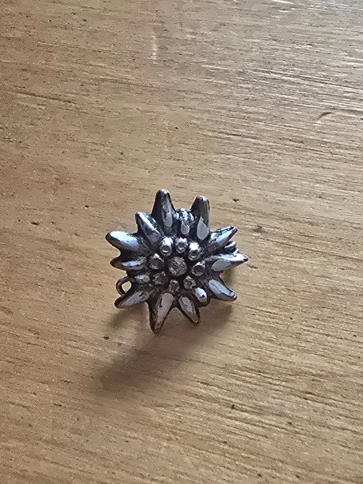 Vintage Edelweiss Broche - Zilverkleurig, Overige materialen, 4 tot 7 cm, Gebruikt, Ophalen of Verzenden
