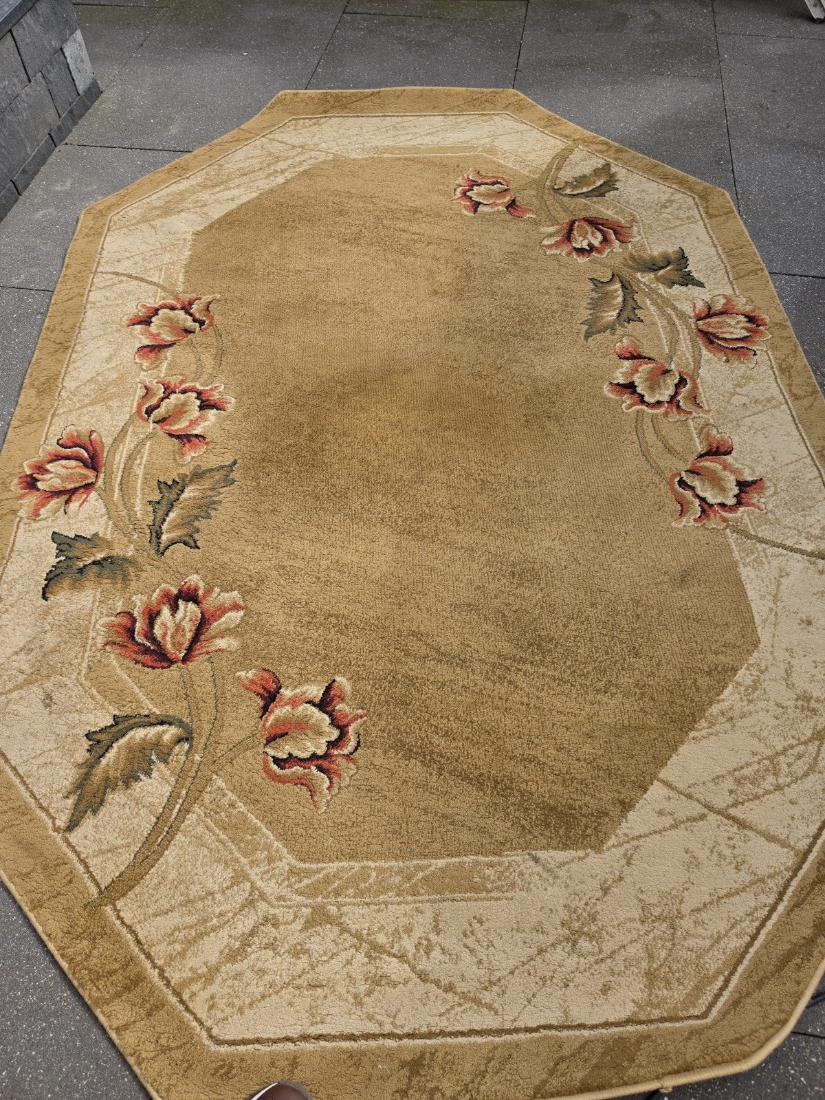 Festival Hali Canto Vloerkleed - Beige Octagon 160x230 cm, Ophalen, Klassiek, Bloemmotief, Gebruikt, Beige