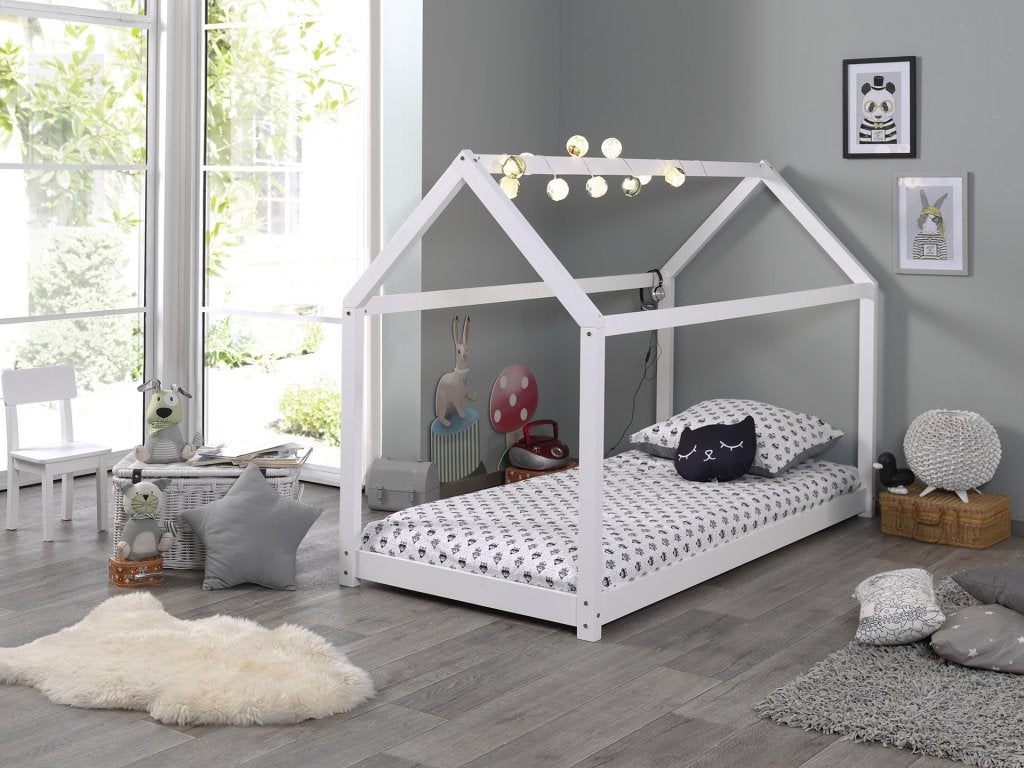 Cabane huisbed - 90x200 - Wit, Niet ingevuld, Niet ingevuld, Niet ingevuld