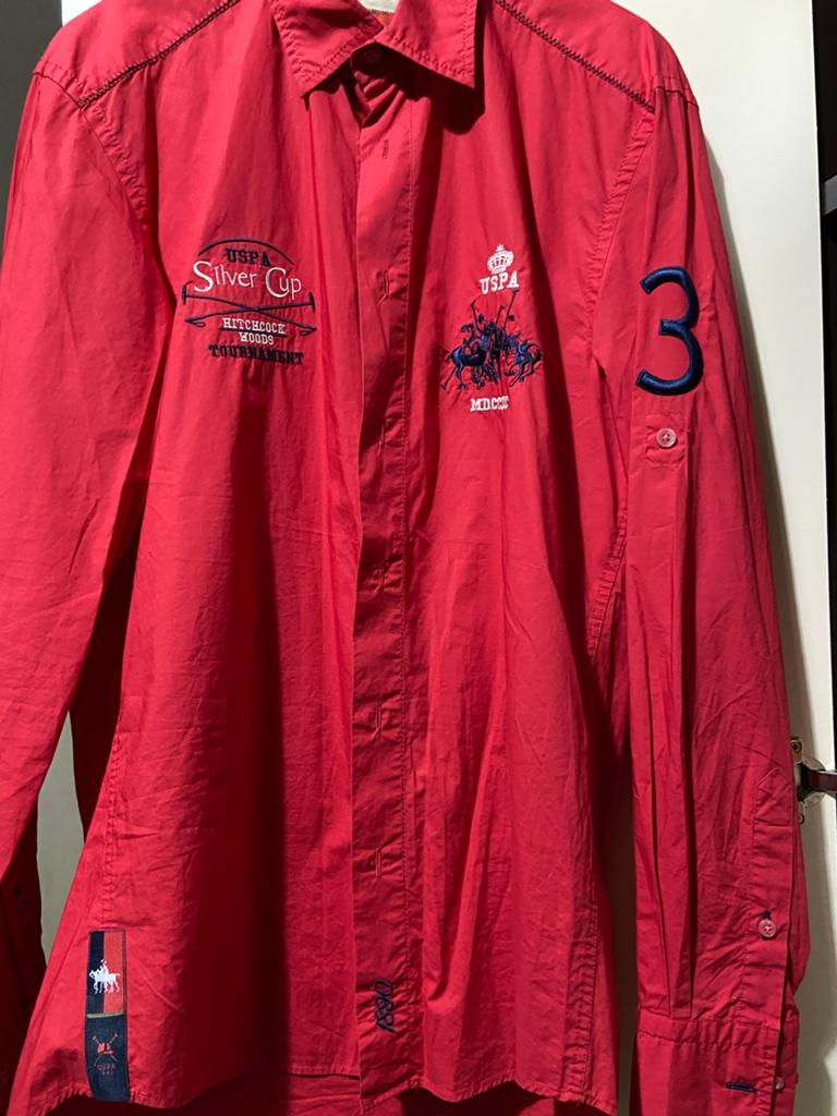 USPA Silver Cup Heren Overhemd Rood Maat M, Ophalen of Verzenden, Zo goed als nieuw, Rood, Halswijdte 39/40 (M)