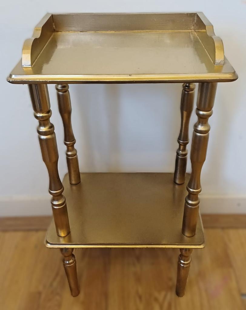 Gouden tafeltje, kastje, bijzettafel, nachtkastje, 45 tot 60 cm, Minder dan 55 cm, Rond, Ophalen of Verzenden