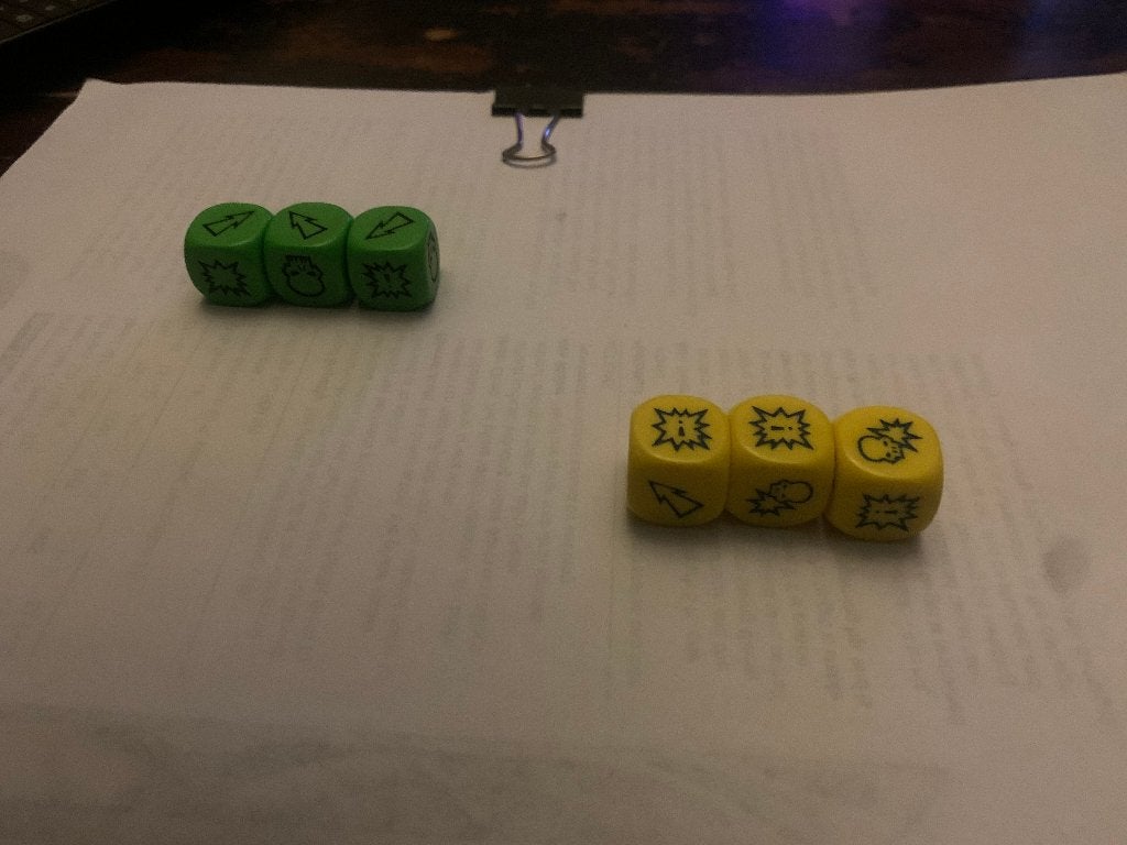 Bloodbowl Dobbelstenen - Geel & Groen, Ophalen of Verzenden, Gebruikt, Overige soorten, Toebehoren