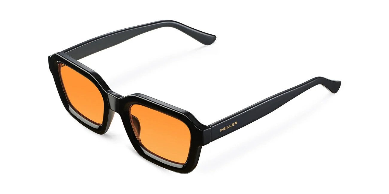 Nieuw: Meller Zonnebril met Oranje Glazen, Overige merken, Zonnebril, Zwart, Nieuw