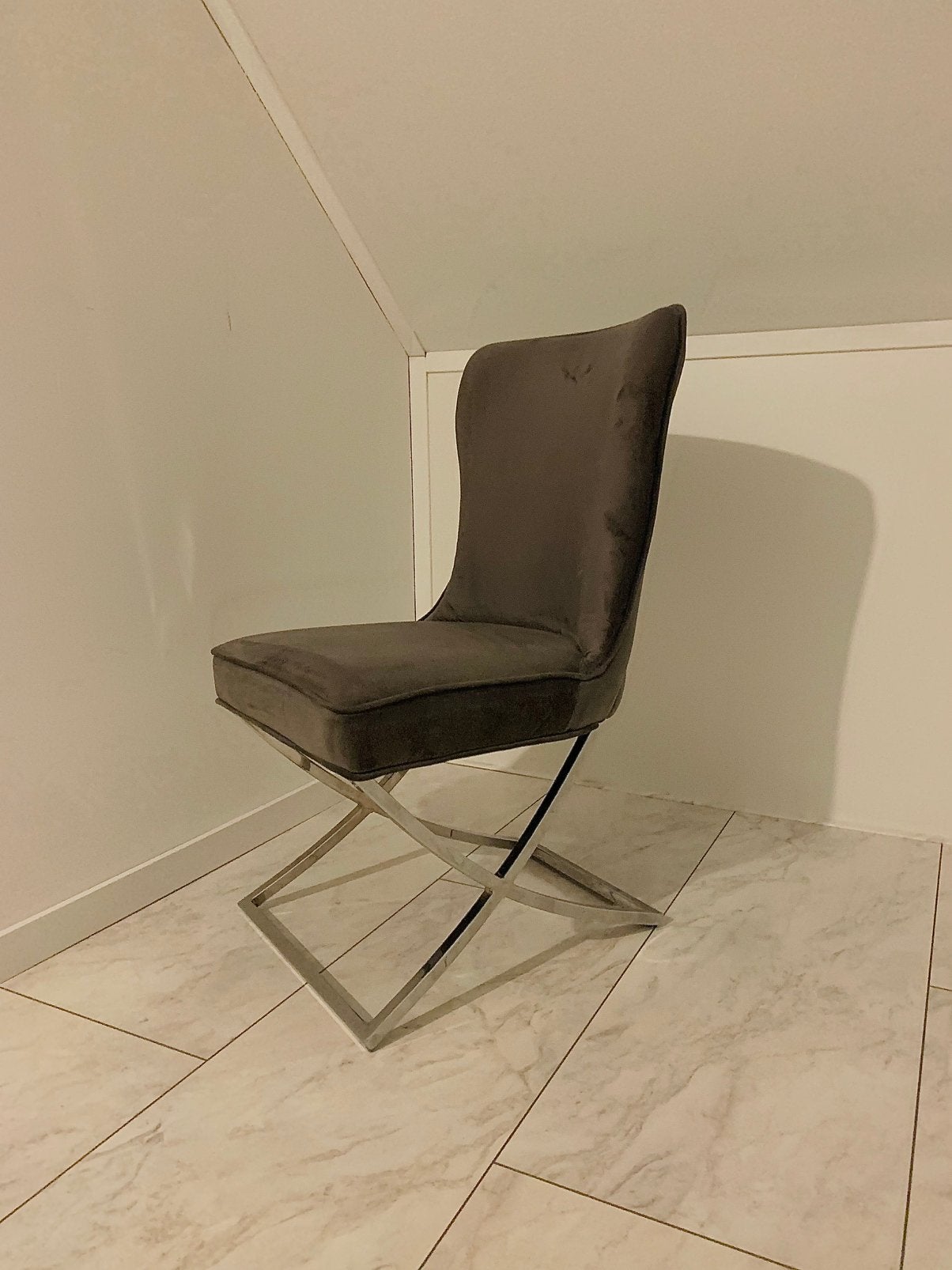6 Eric Kuster designstoelen - Grijs fluweel, Ophalen, Zo goed als nieuw, Grijs, Stof