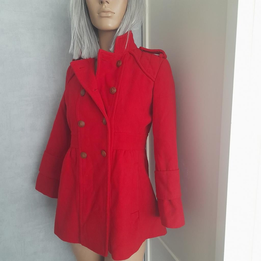 Sfera rode peacoat jas maat S met mooie knopen, Ophalen of Verzenden, Maat 36 (S), Gedragen, Rood