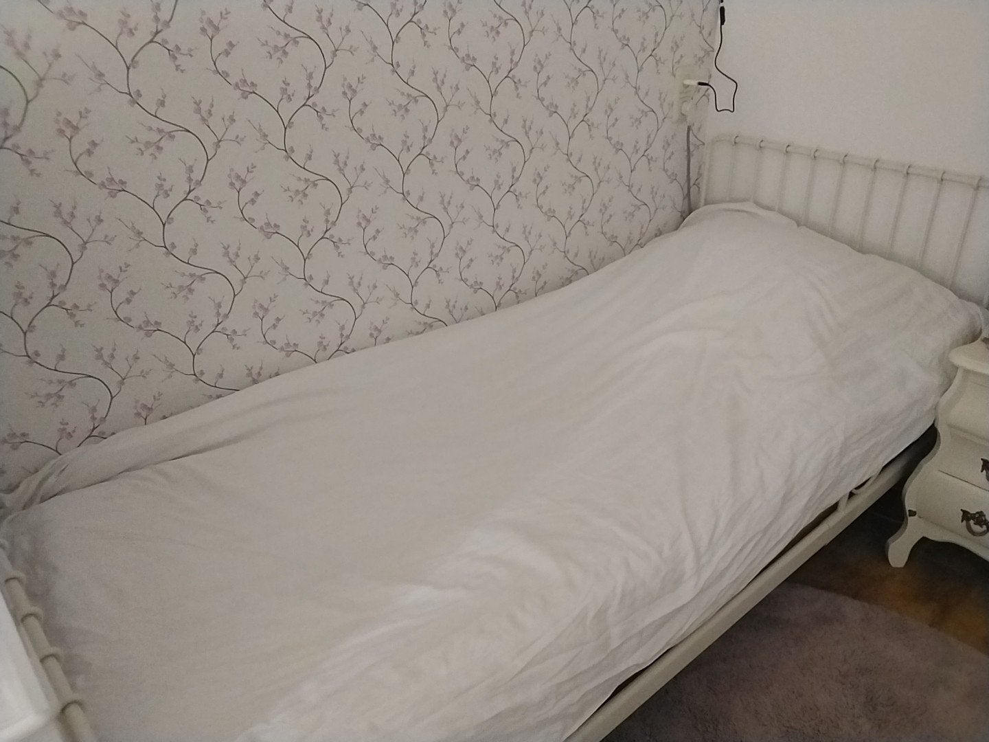 1 persoonsbed incl lattenbodem, Ophalen, Gebruikt, Eenpersoons, Wit