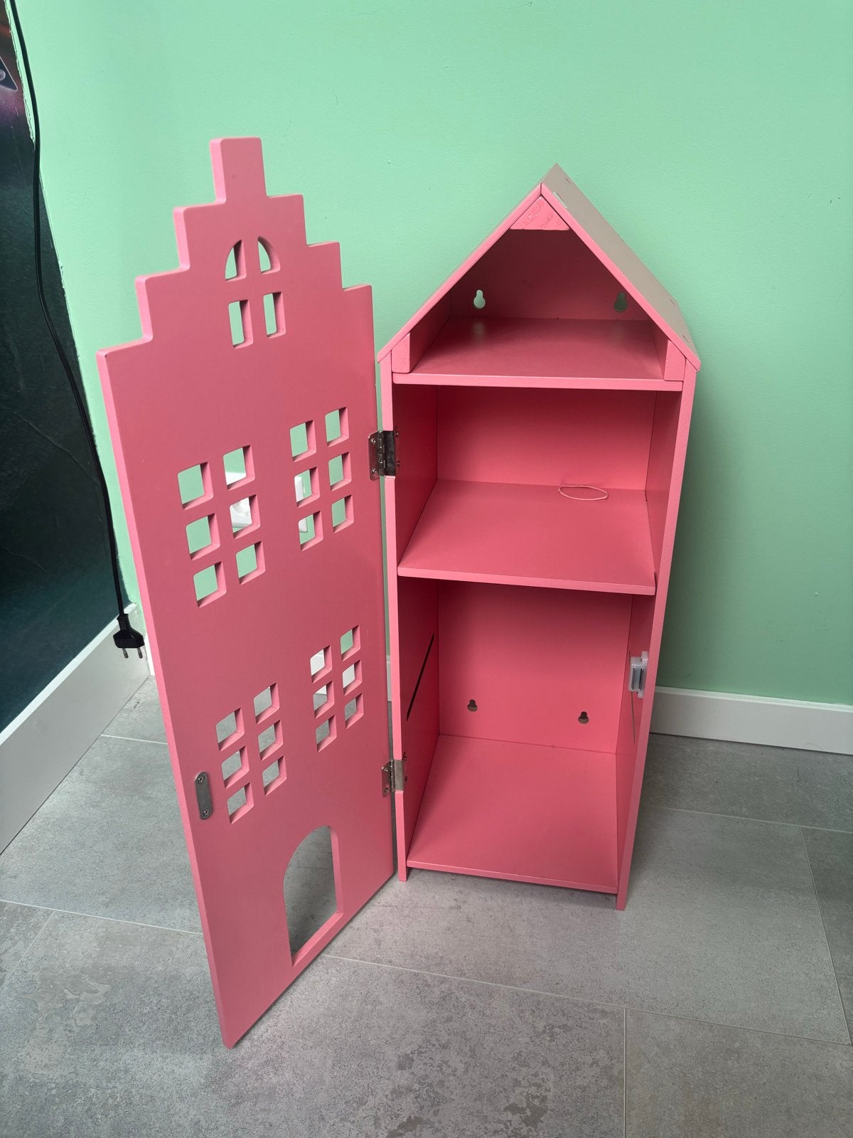 Roze huisje kastje / poppenhuis / grachtenpand HEMA, Ophalen, Gebruikt, Minder dan 150 cm, Minder dan 100 cm