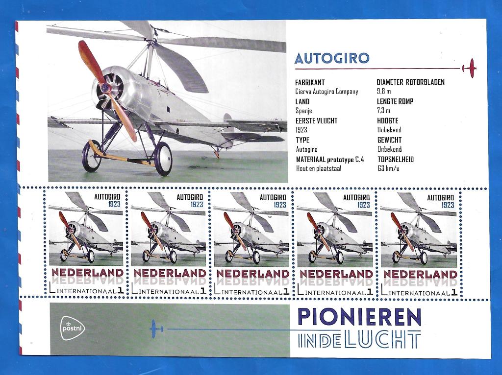 NVPH 3197 Pionieren in de lucht - Autogiro, Verzenden, Na 1940, Postfris