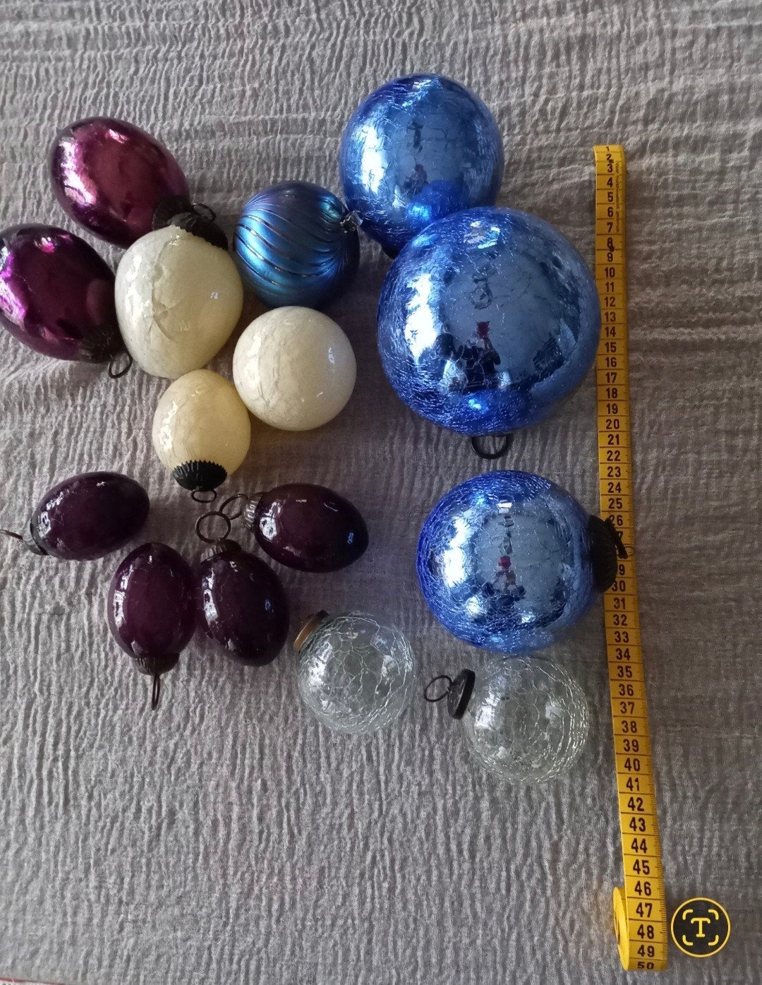 Decoratieve glazen bollen en eieren, diverse kleuren, Ophalen of Verzenden, Zo goed als nieuw, Meerkleurig, Glas