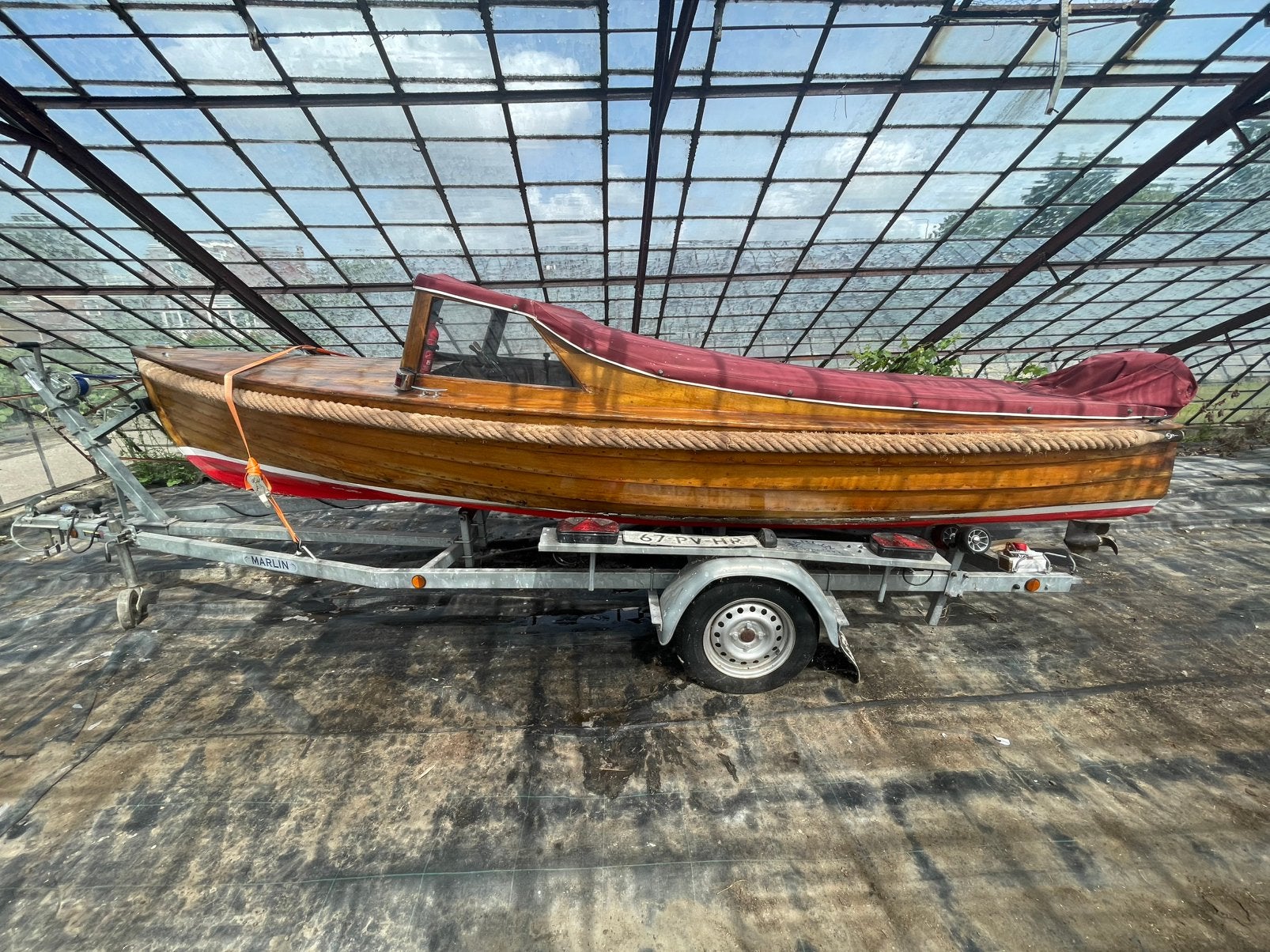 Klassieke houten boot met trailer, Ophalen, Overige merken, Gebruikt, Afdekzeil