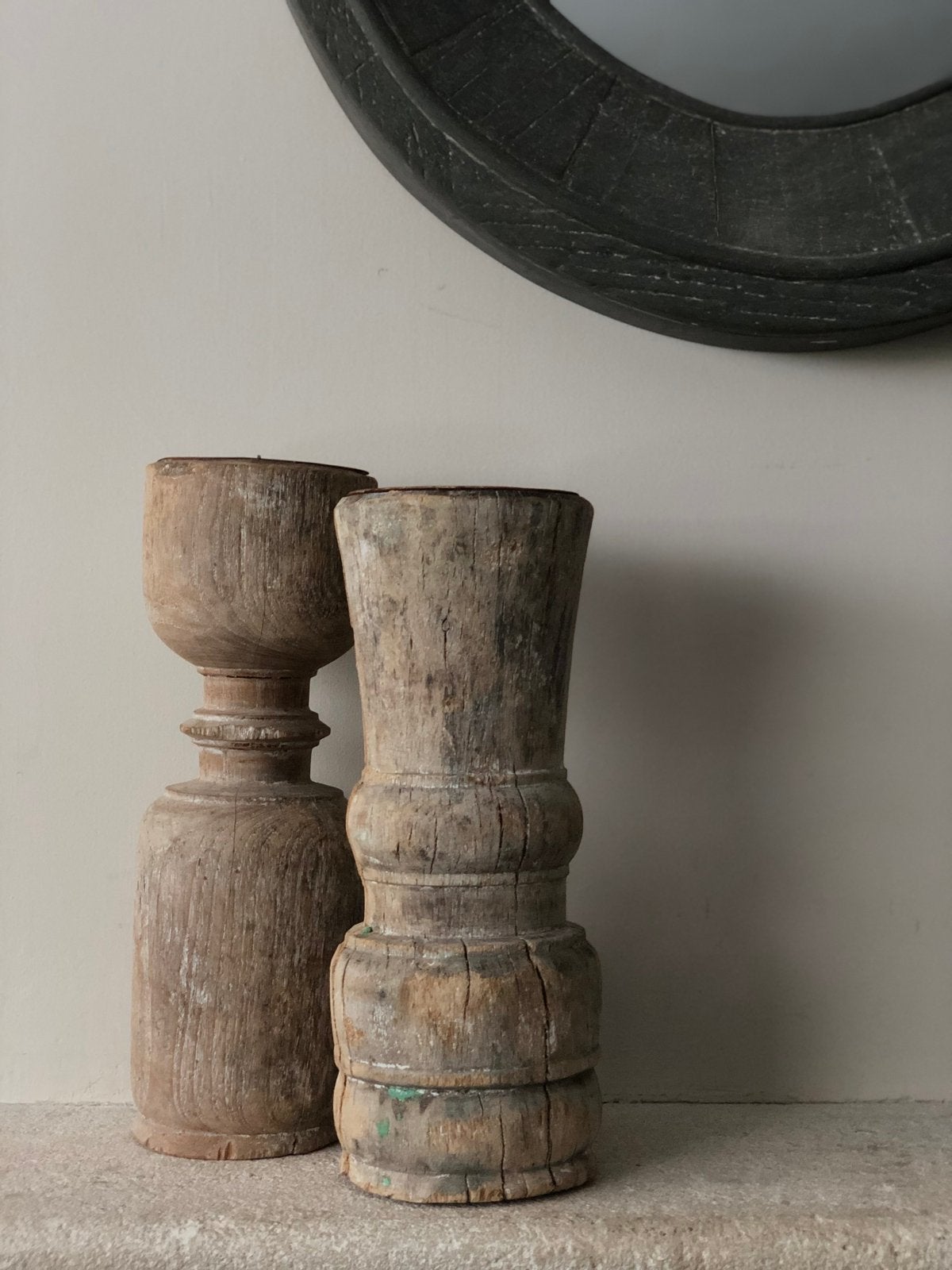 Set robuust oude baluster kandelaars india oosters bohemian, Ophalen of Verzenden