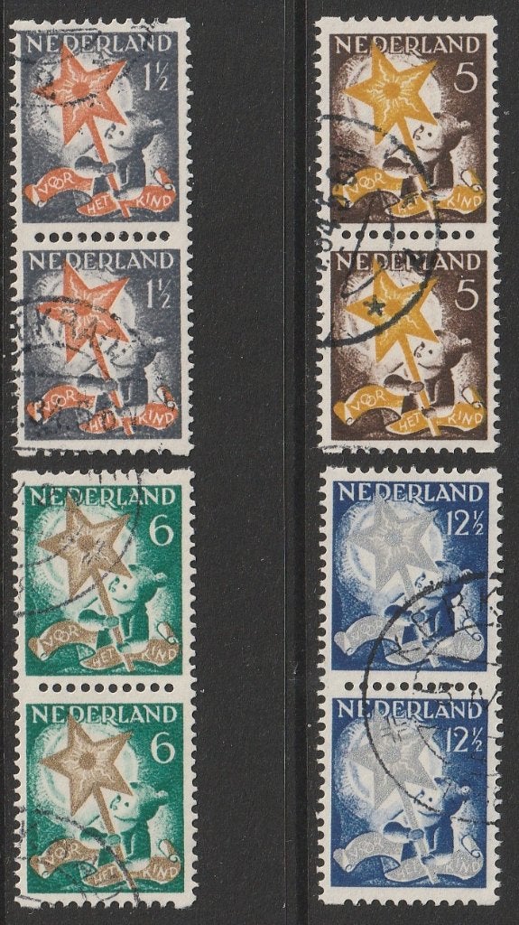 1933, Kind, Roltanding, NVPH R98/R101, paartjes, gestempeld, Verzenden, T/m 1940, Gestempeld