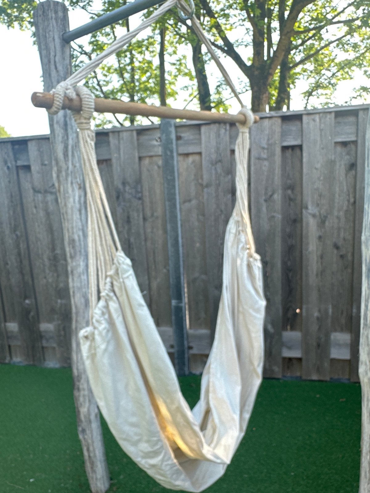 Witte/crème Hangmat/stoel Ibiza-look, ideaal voor vakantie, Ophalen of Verzenden, Zo goed als nieuw, Eenpersoons, Buiten