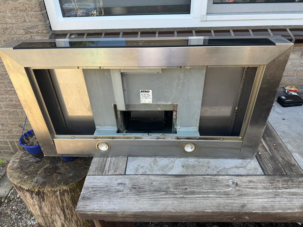 ATAG WS1011LMUU/A01 Wandschouwkap RVS - 100 cm, Witgoed en Apparatuur, Afzuigkappen, Gebruikt, Vrijstaand, Wandschouwkap, Minder dan 200 m³ per uur
