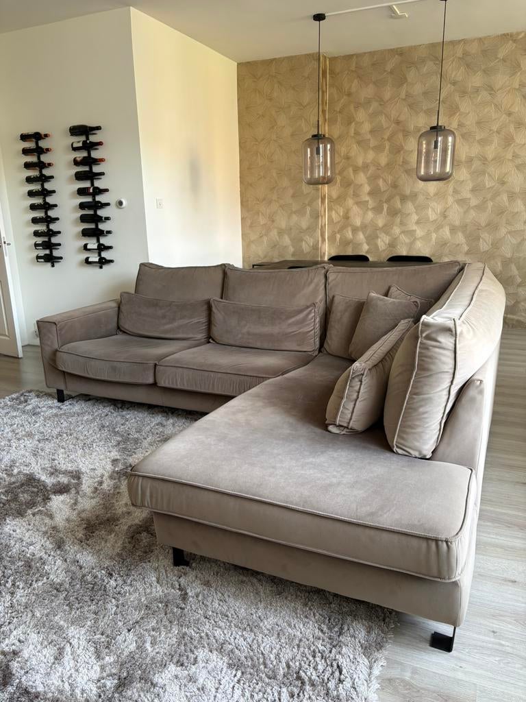 Mooie hoekbank van Zitmaxx in taupe kleur, Ophalen, Gebruikt, Stof, Eric Kuster, taupe; warm