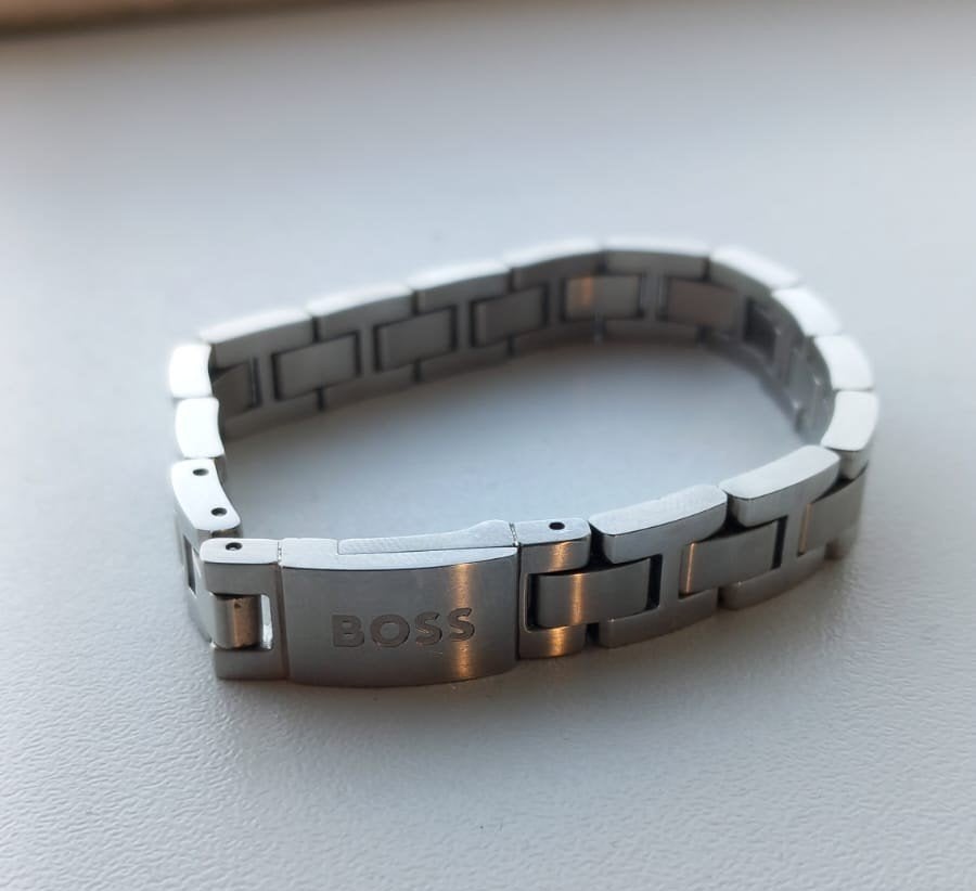 Boss armband heren, Ophalen of Verzenden, Zo goed als nieuw, Zilver, Staal