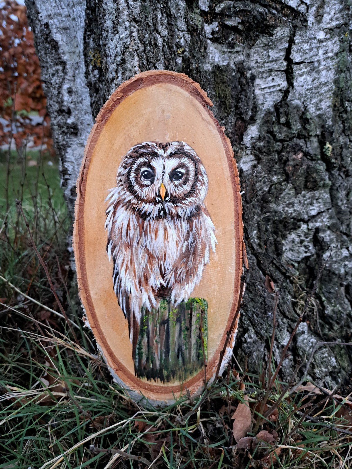 Schilderij Uil op Hout, handgeschilderd, Acrylverf, Hout, Ophalen of Verzenden, Dieren