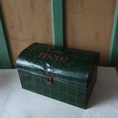 Brood beschuit trommel 36 x 22,5 x 20 cm blik origineel, Ophalen of Verzenden