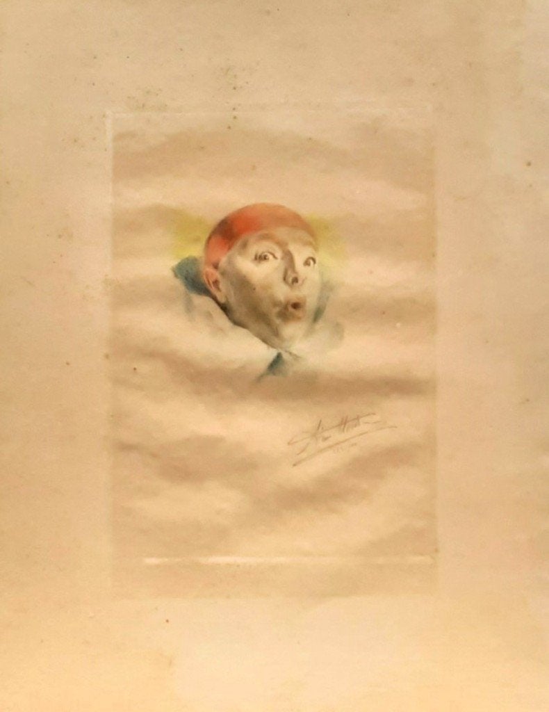 Armand Henrion – Zelfportret – Clown met rode cap, Antiek en Kunst, Gesigneerd, Ophalen of Verzenden, Portret en Figuren, Lithografie