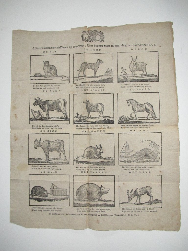 oude prent      Tot het nut en het Algemeen, Gebruikt, Ophalen of Verzenden, Voor 1940, Dier