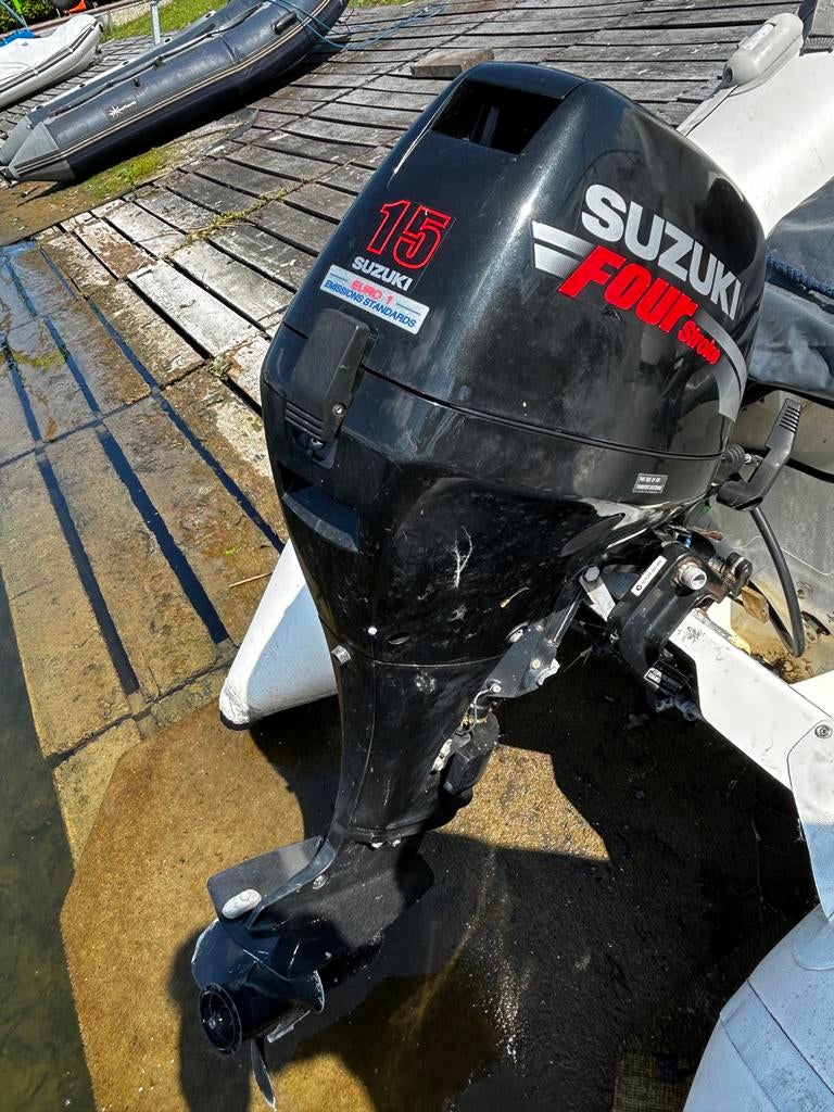 Suzuki 15 pk 4-takt buitenboordmotor - Klaar voor ‘t seizoen, Ophalen, 10 tot 30 pk, Gebruikt, Viertaktmotor