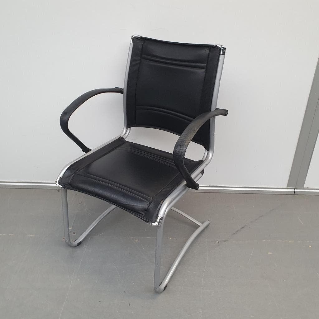 Set 2x Kantoorstoel zwarte skai vergaderstoel sledeframe, Huis en Inrichting, Ophalen, Gebruikt, Vijf, Zes of meer stoelen