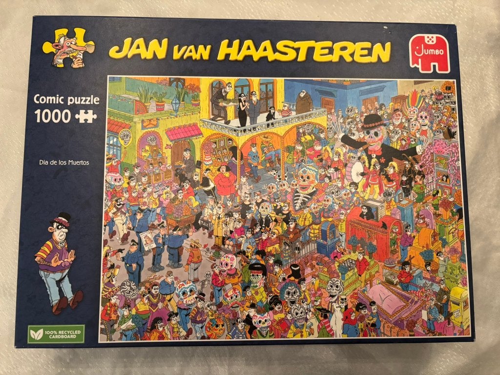 Jumbo jan van haasteren puzzel 1000 st dia de los muertos!, Ophalen of Verzenden, 500 t/m 1500 stukjes, Zo goed als nieuw, Legpuzzel
