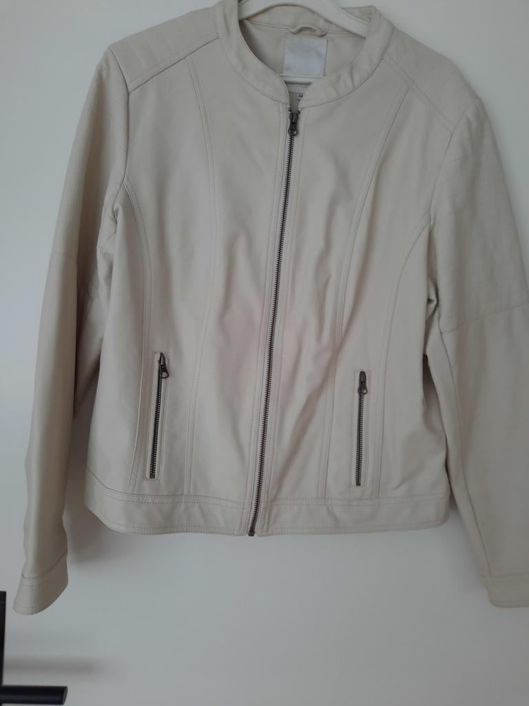 Imitatieleren jasje jas Off White/ Ecru Soyaconcept maat 44, Ophalen of Verzenden
