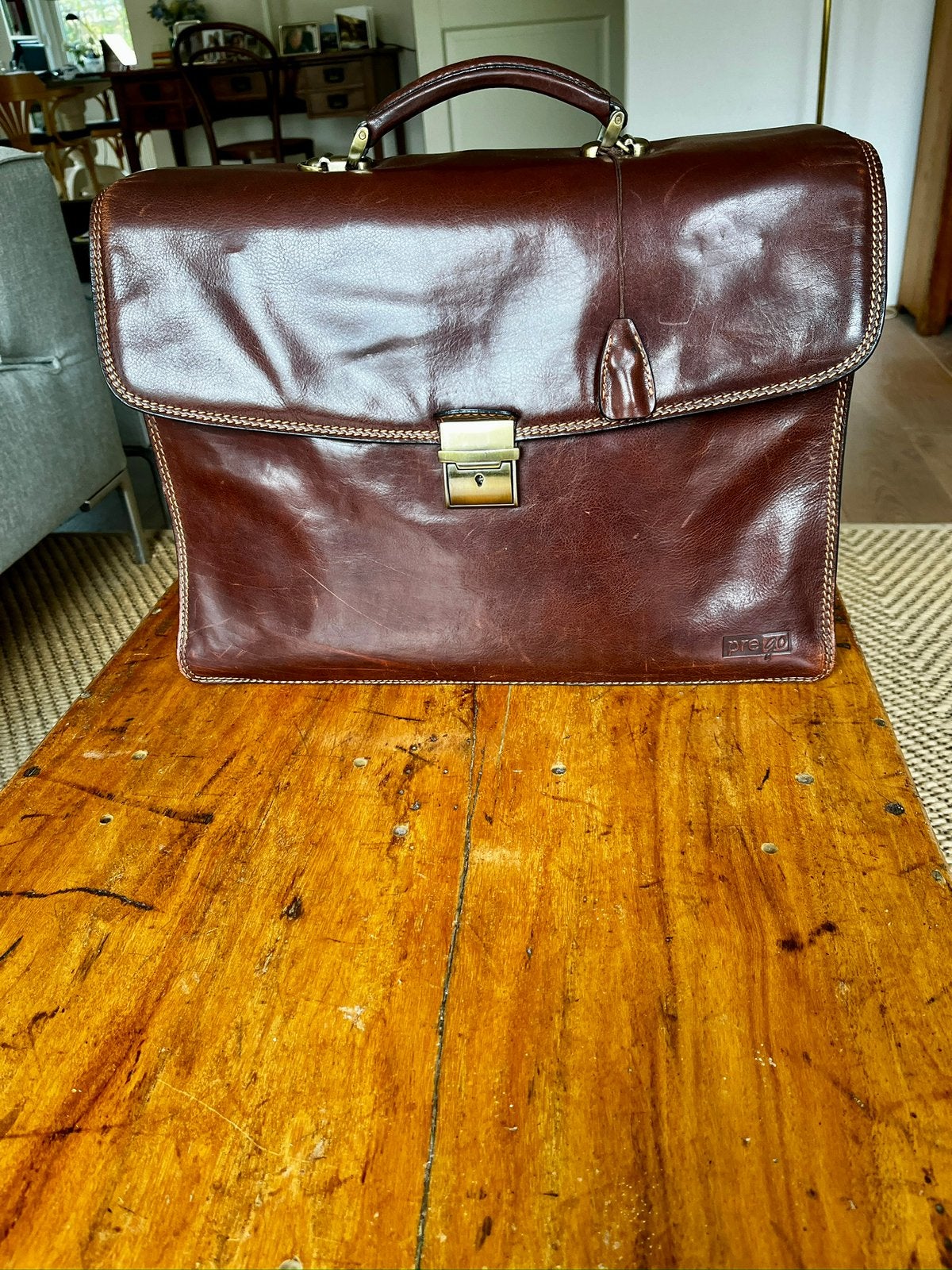 Mooie leren aktetas, PREGO/Tony Perotti, 40 tot 60 cm, Bruin, Minder dan 35 cm, Ophalen of Verzenden