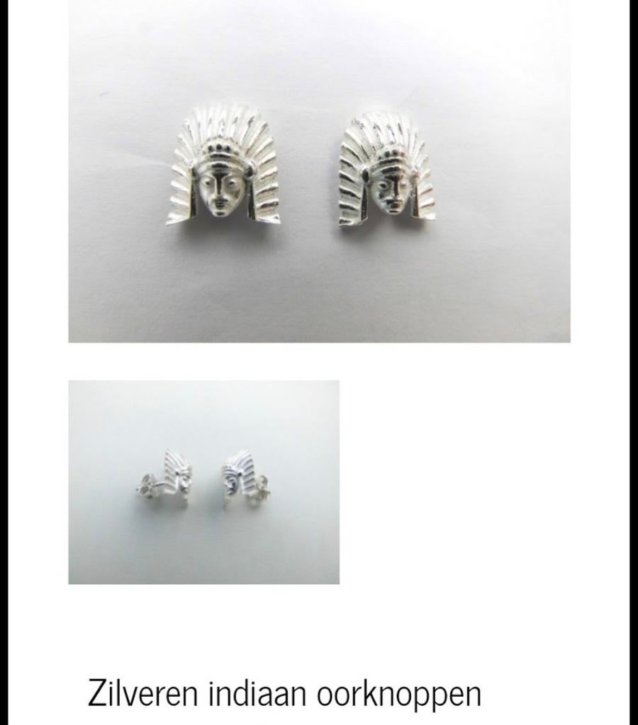Zilveren Indiaan oorknoppen, Verzenden, Nieuw, Knopjes of Stekers, Zilver