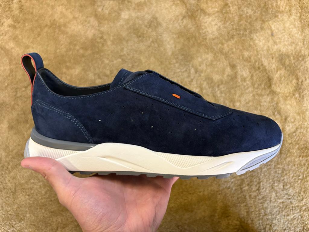 Santoni Finn sneaker donkerblauw NIEUW - Maat 41.5, Binnen Eu, Blauw, Nieuw, Ophalen of Verzenden