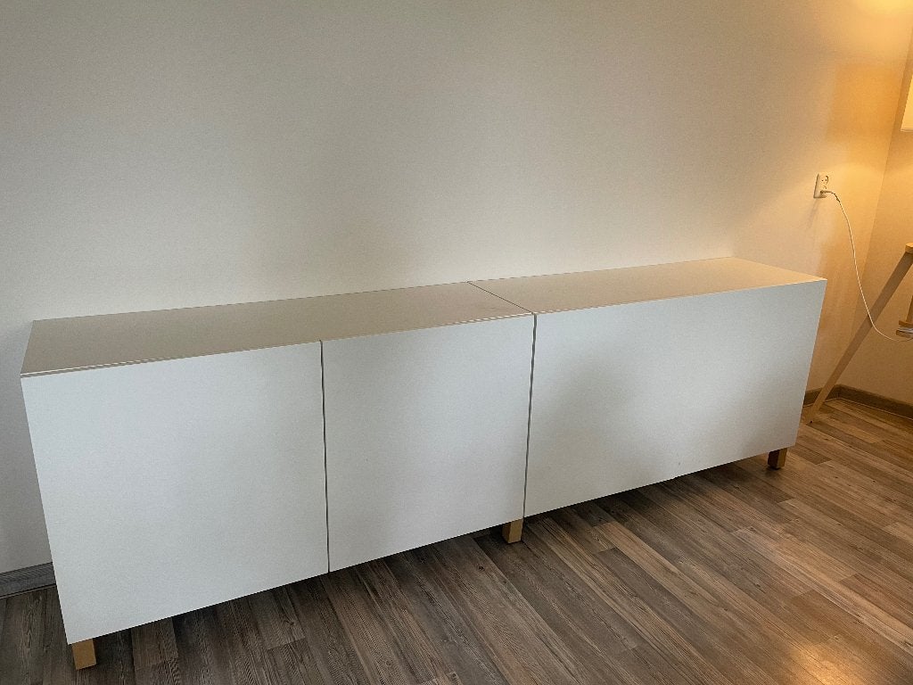 IKEA BESTÅ Storage combination white with doors, 2 pieces, Ophalen, 100 tot 150 cm, Zo goed als nieuw, Minder dan 100 cm