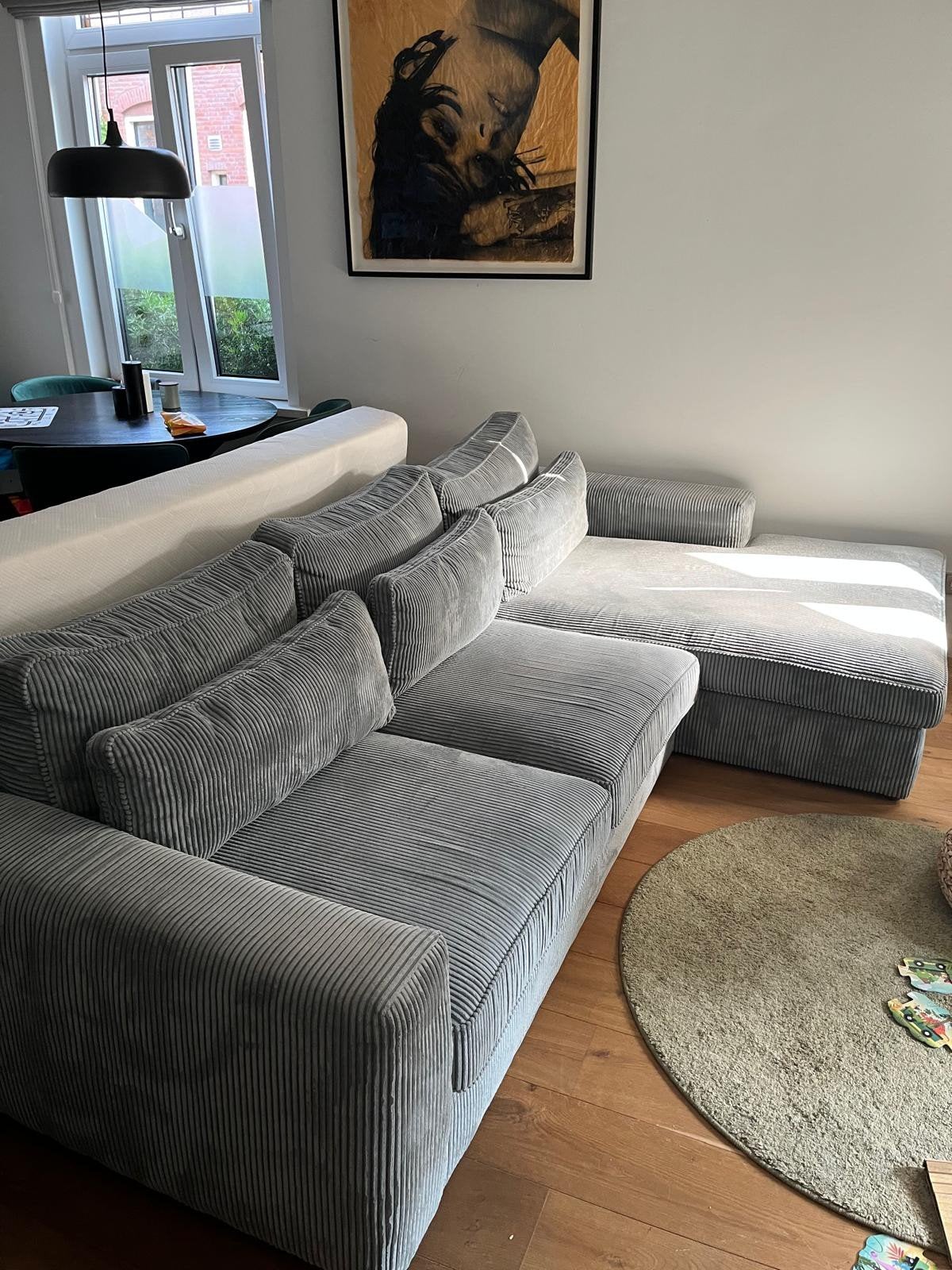 Mooie rib fluwelen bank in mint groen, Huis en Inrichting, Ophalen, 250 tot 300 cm, 100 tot 125 cm, Zo goed als nieuw