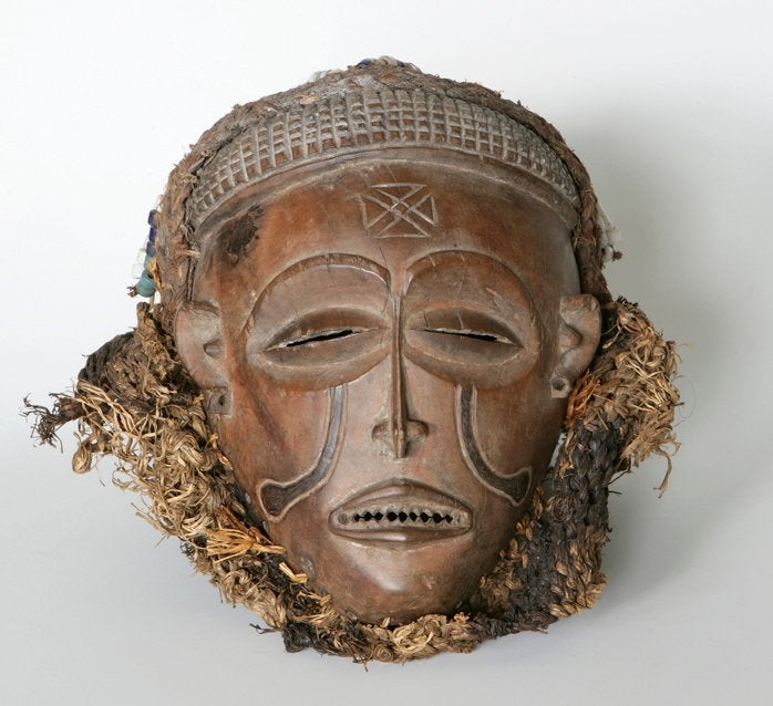Prachtig, antiek Chokwe masker (Mwana Pwo) uit Congo, 20 - 50 cm, Hout, Bruin, Handgemaakt